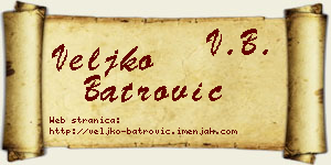 Veljko Batrović vizit kartica